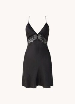 Hunkemöller Nina slipdress met kant - Zwart