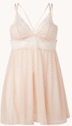 Hunkemöller Babydoll Beatriz pyjamatop met tanga is set - Lichtroze