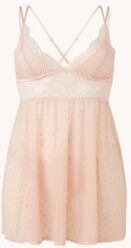 Hunkemöller Babydoll Beatriz pyjamtop met tanga in set - Lichtroze