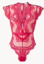 Hunkemöller Daisy stringbody van kant - Roze