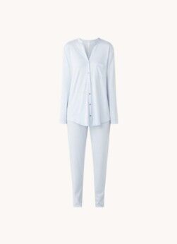Hanro Pure Essense pyjamaset met knoopsluiting - Lichtblauw