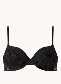 Calvin Klein Black voorgevormde spacer bh met flockprint - Zwart