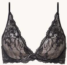 Calvin Klein Seductive Comfort plunge bh met overlay van kant - Zwart