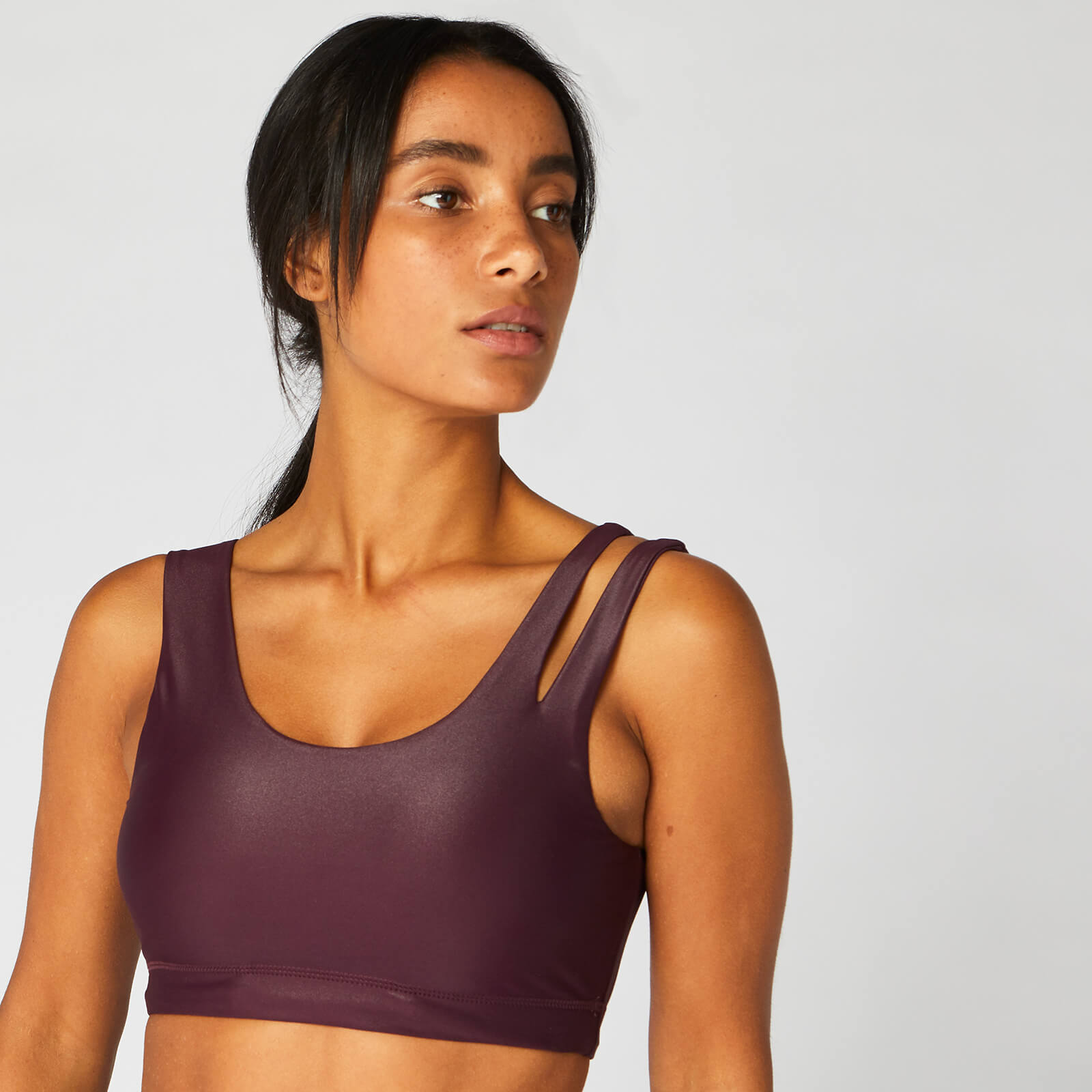 Myprotein Metallic Asymmetric Sport BH — Dark Red - L