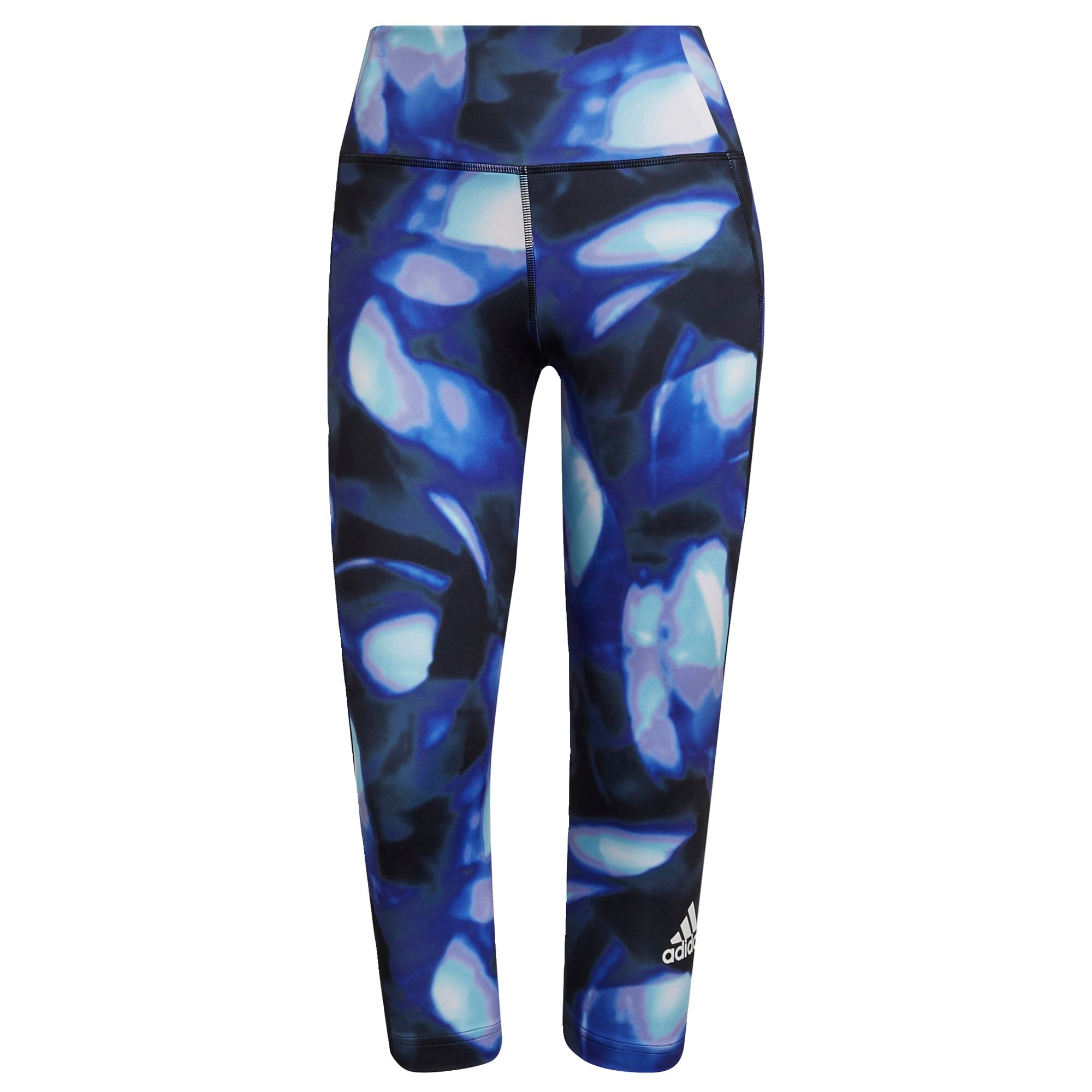 adidas FeelBrilliant AEROREADY You for You for You 3/4 Printed Sport Legging Dames Blauw Zwart - XXS