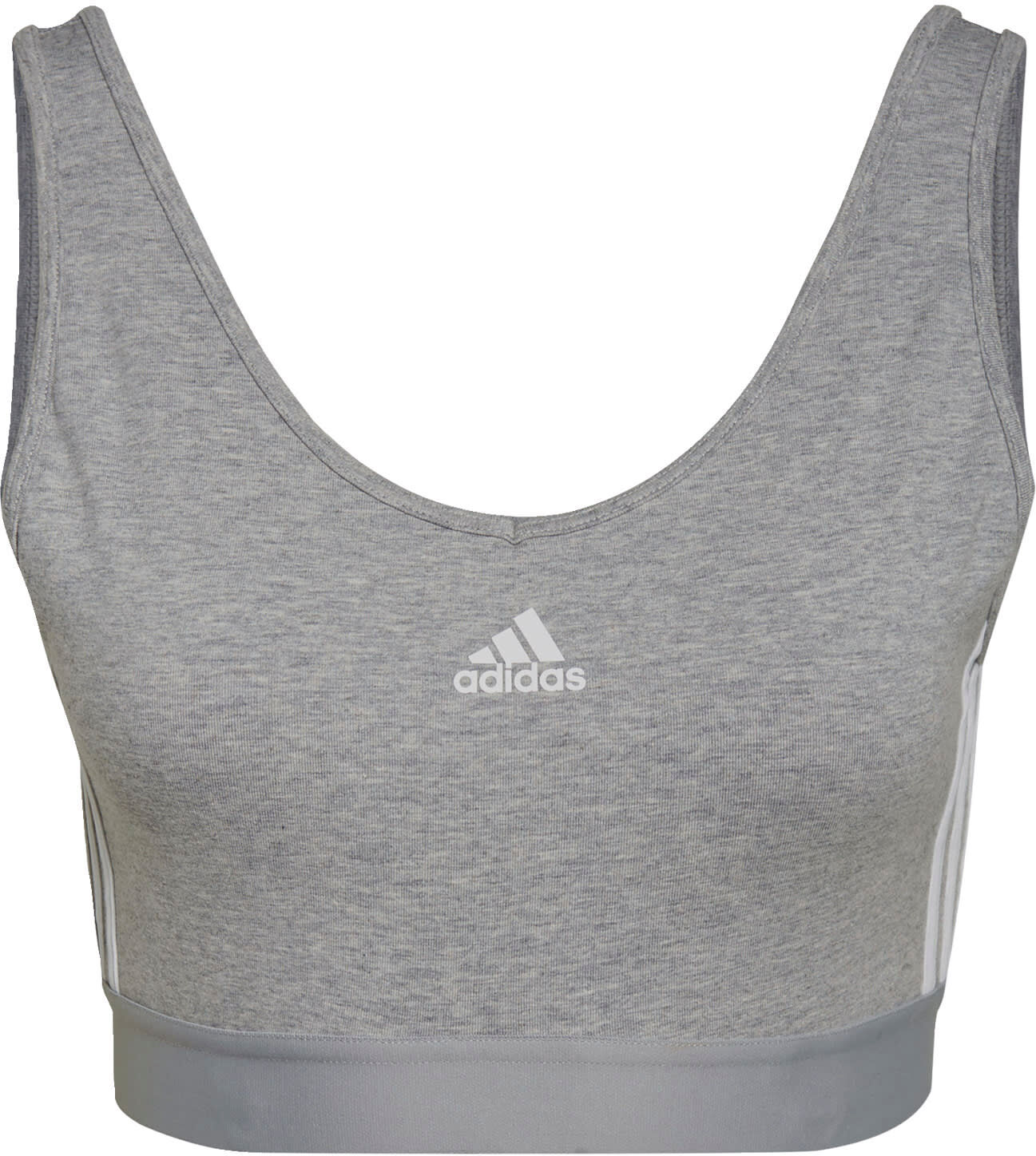 adidas Essentials 3-Stripes Croptop met Uitneembare Cups Dames Grijs - M