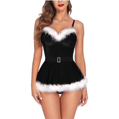 MAUXpIAO Sexy Dames Body Lingerie Chic Kerst Fluwelen Riem Panty Vrouwen Sexy Lingerie voor Vrouwen Ondeugende Vrouwen Lingerie Set Warme Vrouwen Lingerie Set Babydoll met ca