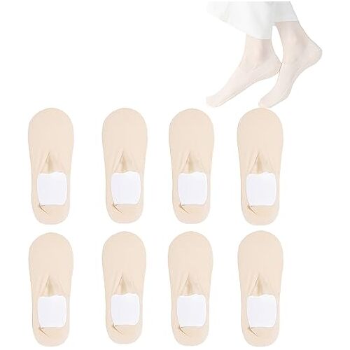 Generic 8 paar onzichtbare antislip ijszijden sokken, onzichtbare sokken voor vrouwen, antislip sokken, onzichtbare sokken, dunne sokken, Huid, one size