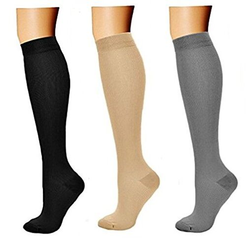 feifanshop 3 paar compressiekousen, compressiesokken, compressiekousen, compressiekousen, loopsokken, trombosekousen voor dames, heren, sport, hardlopen, medi, vlucht, reizen, EU 40-43