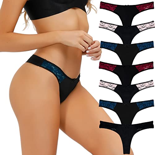 COMSOFT Dames string string string slip tanga ondergoed gesorteerd 7 stuks, Tanga broekje van 7 I, XXL