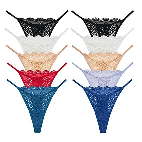 JurHevty Tanga's Dames 10 Pack G String Tanga Kanten Onderbroeken Voor Vrouwen, G String-1, XL