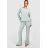 boohoo Pyjama Set Met Gaatjes, Lange Mouwen En Broek, Sage 40