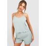 boohoo Pyjama Set Met Gaatjes Hemdje En Shorts, Sage 34