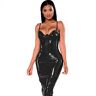 VCXZ Dames Latex Catsuit Bodycon Jurk Sexy Bodycon Lingerie Faux Lederen Bandage,zwart,6XL