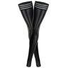 BuNiq Large Size Women PU Leather Stockings Over Knee Socks Long Boot Thigh-High Stockings Lace Stripe Thigh Leather Stockings