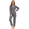 Mnemo Home Damespyjama, lang, flanel, pyjama, 100% katoen, flanel, zwart, S