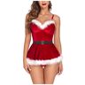 HUOQI Dames Christmas Lingerie Jurk Dames Kerst Lingerie Nachtkleding Lingerie Jurk Chrismas Lingerie Babydoll Negligé G-String Riem Jurken Kerst Sexy Lingerie voor Dames, rood, L