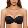 DOBREVA Dames Strapless Beha Push Up met Beugel Strapless Bandeau BHS zwart 70B