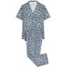 women'secret Pyjama van 100% katoen, capri-patroon, bloemenpatroon, blauwe print, L