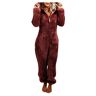 Generic Winter Warm Onesie Pluche Gezellige Onesie Pyjama Gezellige Jumpsuit Teddy Fleece Onesie Jumpsuit Teddy Fleece Onesie Trainingspak Bodysuit Onesie Pyjama Over, Wijn-a, XL