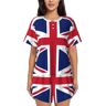 WURTON Britse Vlag Britse Vlag Korte Mouw Pyjama Sets Voor Vrouwen Casual Ronde Hals 2 Stuk Lounge Sets, Zwart, 4XL