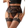 ohyeahlady Dames jarretelgordel kant panty riem jarretel jarretelgordel jarretelhouder met string XS-4XL, zwart, XS/S