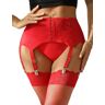 ohmydear Dames jarretelgordel sexy grote maat jarretelgordel lingerie buik jarretelgordel haken en oogjes Garter riem met 6 metalen clips jarretelgordel, Rood-1, M-L