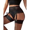 ohmydear Sexy kanten jarretelgordel met 4 metalen clips jarretelgordel grote maat jarretelhouder hoge taille jarretelgordel lingerie en kleding riem voor kousen ondergoed, Zwart-2, 3XL-4XL