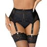 ohmydear Dames jarretelgordel sexy grote maat jarretelgordel lingerie buik jarretelgordel haken en oogjes garter riem met 6 metalen clips jarretelgordel, Zwart-1, XS-S