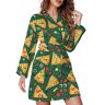 OTRAHCSD Dames Nachtkleding, Heerlijke Pizza Kimono Robe, V-hals Lange Mouw Nachtkleding, Heerlijke Pizza, XL
