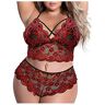 JRFT Lingerie dames sexy ondergoed lingerie voor mollige dames prikkelend ondergoed lingerie sexy mollige lingerie allure grote maten kant kant kant lingerie body sexy diepe V-hals lingerie, rood, 3XL