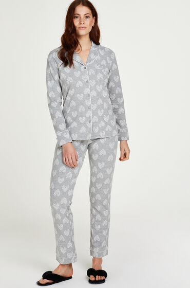 Hunkemöller Pyjama set Boyfriend Heart Grijs  - Grijs - Size: L