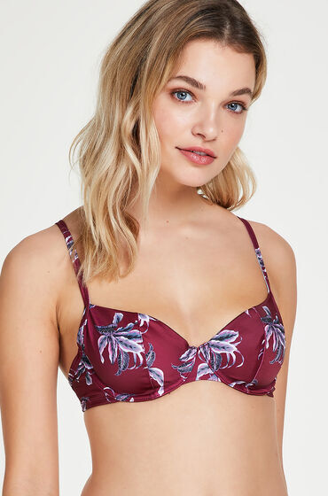 Hunkemöller Niet-voorgevormde beugel bikinitop Tropic glam Rood  - Rood - Size: F70