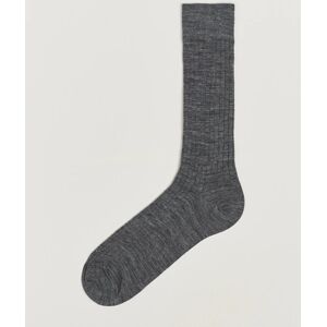 Bresciani Wool/Nylon Ribbed Short Socks Medium Grey