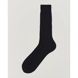 Bresciani Cotton Ribbed Short Socks Navy