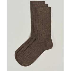 Amanda Christensen 3-Pack Supreme Wool/Cashmere Sock Brown Melange