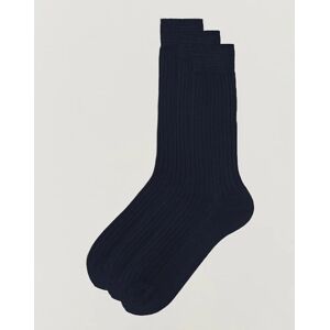 Bresciani 3-pack Cotton Ribbed Short Socks Navy