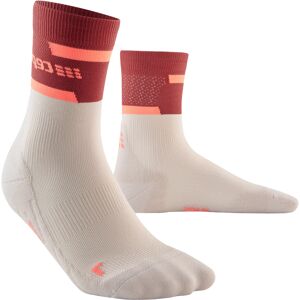 CEP Women's The Run Socks, Mid Cut Red/Off White 37-40, Red/Off White