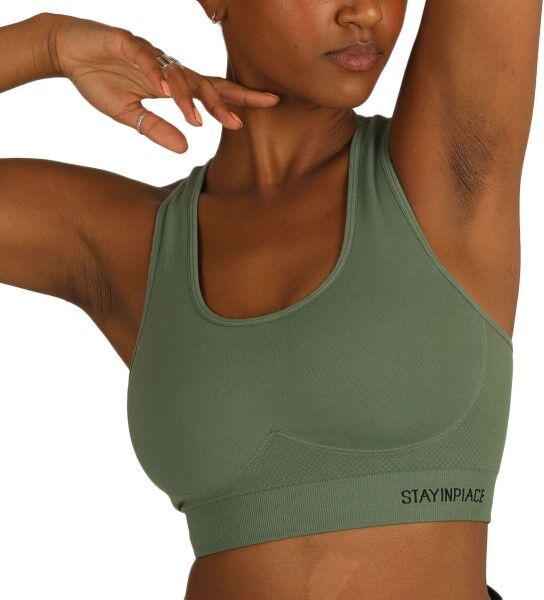 Stay In Place StayInPlace Rib Seamless Bra - Green