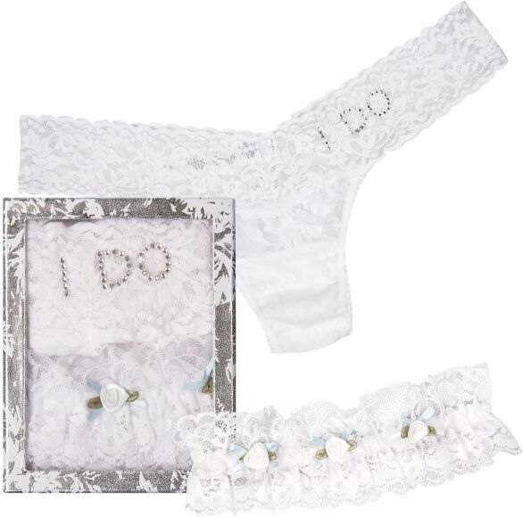 Hanky Panky I DO Low Rise Thong Leg Garter Giftset - White