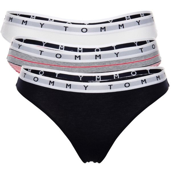 Tommy Hilfiger 3-pakning Essentials Thong - White/Navy * Kampanje *