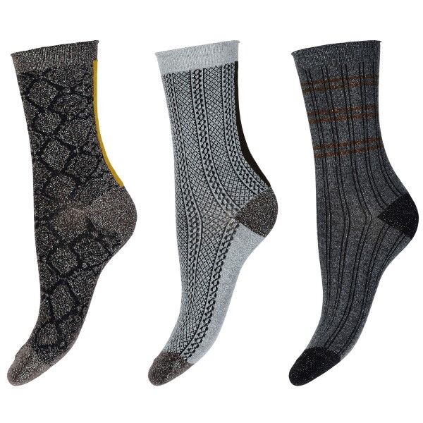 Decoy 3-pakning Glitter Socks - Brown pattern * Kampanje *