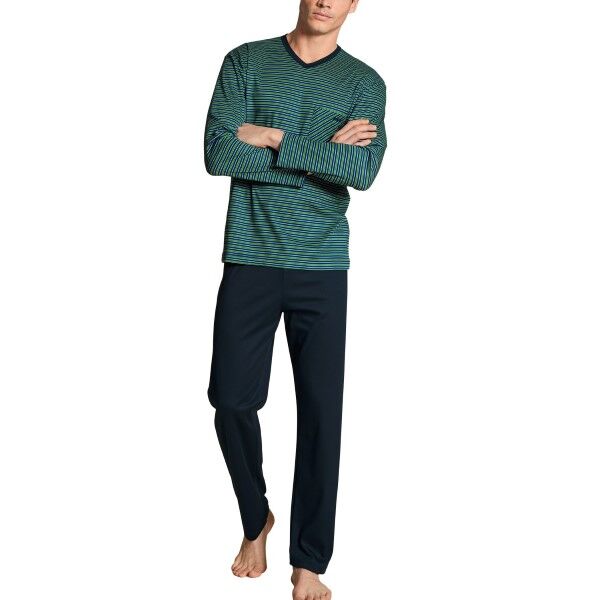 Calida Relax Streamline Pyjama - Green Striped