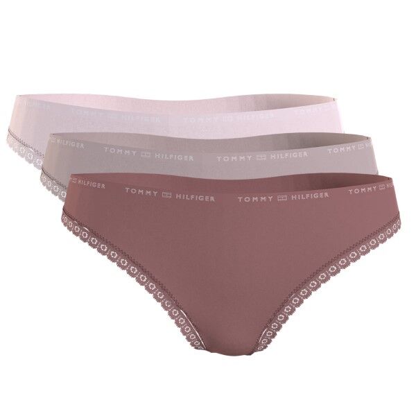 Tommy Hilfiger 3-pakning Lace Thong - Pink/Grey