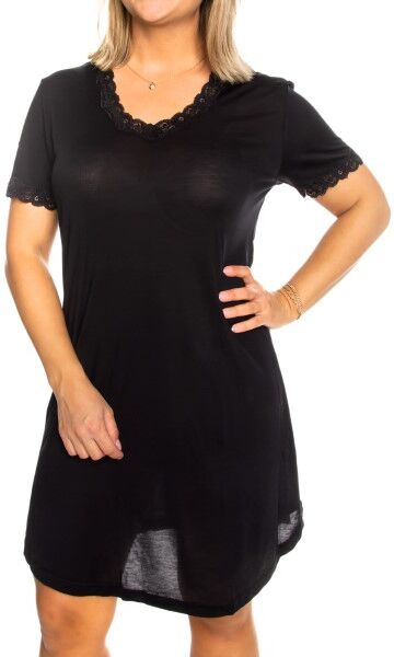 Lady Avenue Silk Jersey Nightgown - Black