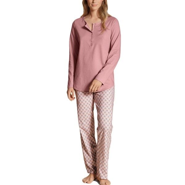 Calida Lovely Nights Pyjama Button Tab - Pink Pattern