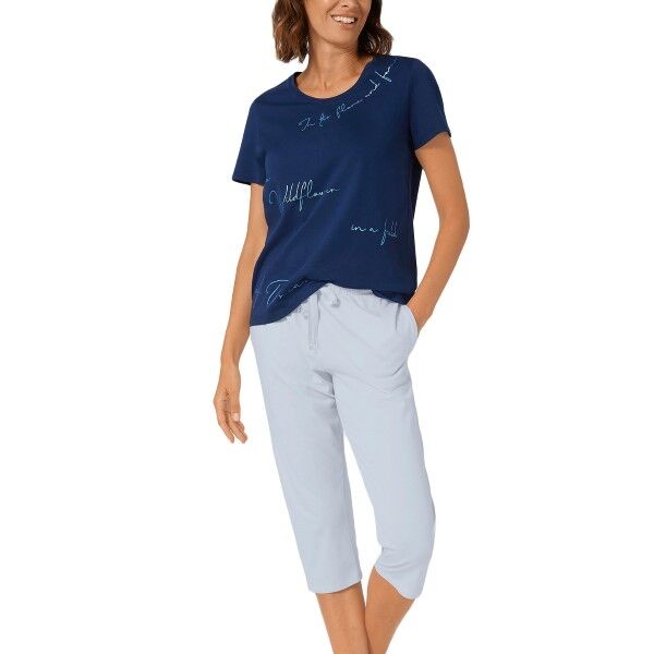 Triumph Lounge Me Cotton Capri PJ Set - Navy-2 * Kampanje *