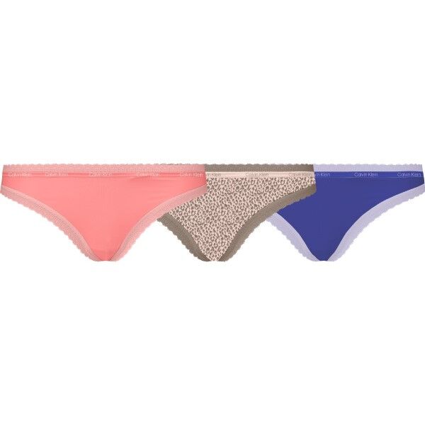 Calvin Klein 3-pakning Bottoms Up Refresh Thongs - Blue/Pink