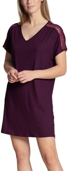 Calida Lace Dreams Short Sleeve Nightshirt - Wine red