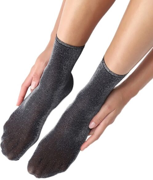 Oroblu Holiday Diamond Glitter Sock - Black/Silver-2